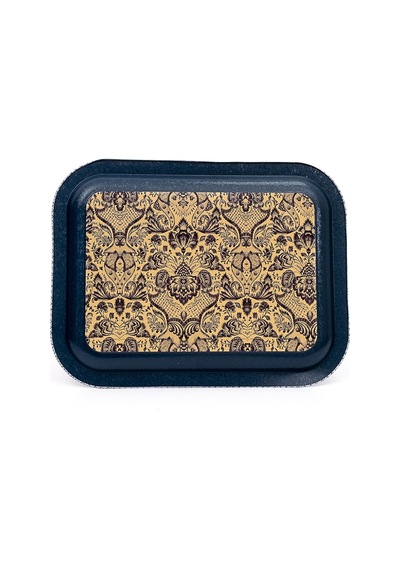Azulejos Sweet Home Desenli Küçük Klasik Metal Tepsi - 23x30 Cm