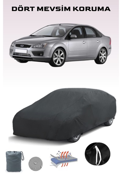 Siyah, Ford Focus 2 Sedan, Araba Brandası, Oto Örtüsü, Araba Çadırı Siyah