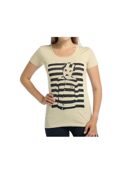 Bant Giyim - Charlie Chaplin Krem Kadın T-Shirt Tişört Bant Giyim - Charlie Chaplin Krem Kadın T-Shirt Tişört