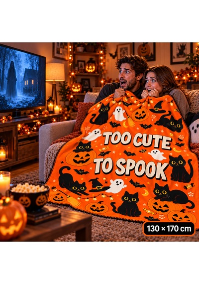 Halloween Too Cute To Spook %100 Polar Tv Battaniyesi 130x170cm Büyük Boy Çok Renkli