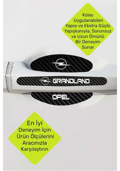 Opel Grandland Kapı Kolu Karbon Folyo Seti Grandland Uyumlu, 8 Parça Çizilmeye Dayanıklı Şık Tasarım