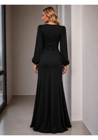 Meridefashion Uzun Kollu Bisiklet Yakalı Önden Fırfırlı Uzun Janjan Krep Elbise - 62675 S/m - Siyah Çok renkli Meridefashion Uzun Kollu Bisiklet Yakalı Önden Fırfırlı Uzun Janjan Krep Elbise - 62675 S/m - Siyah Çok renkli