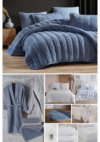 Elart Çeyiz Paketi 48 Parça Kadife Comfort Royal Mavi