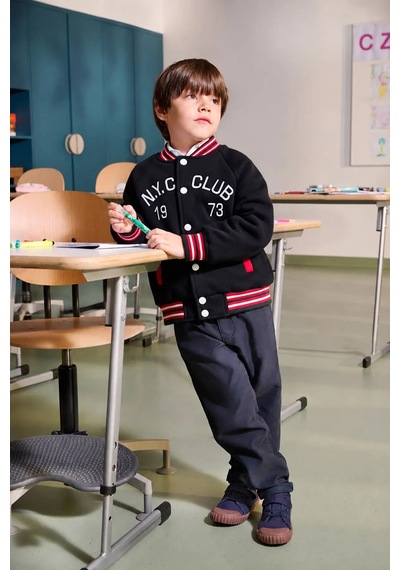 Minigimin Cicileri N.y.c Club Kolej Yaka Unisex Çocuk Çıtçıtlı Ceket - Siyah