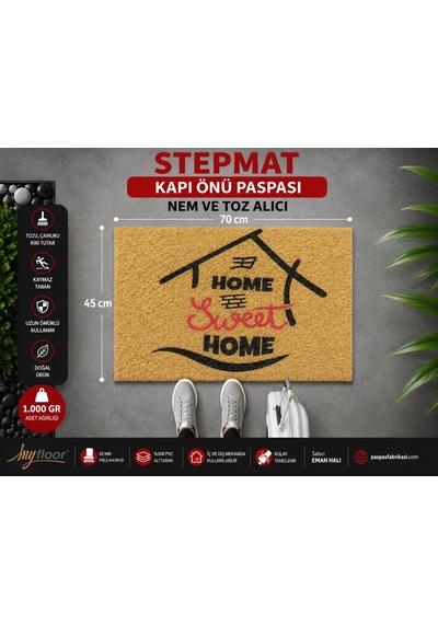 Tr Stepmat Home Sweet Home Kapı Önü Paspası 45x70 Cm Genel