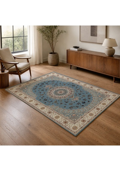 Kartela Halı Siva Halı Jüt Taban Dokuma Halı Mavi - 120 X 180 Cm