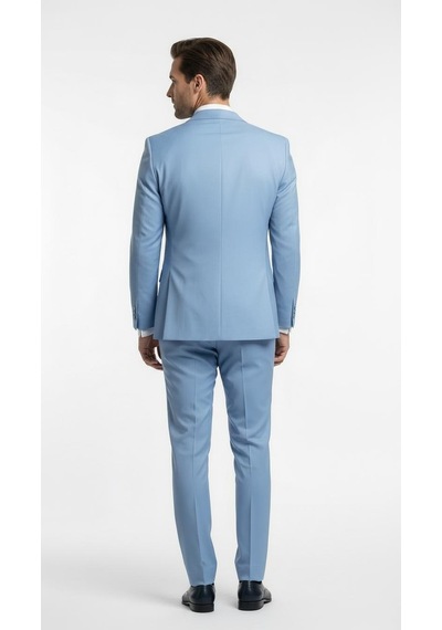 Erkek 3 Parça Slim Fit Takım Elbise Klasik Likralı Kumaş, Tek Düğme, Çift Yırtmaçlı Modern Kesim Ceket Yelek Pantolon Mavi Erkek 3 Parça Slim Fit Takım Elbise Klasik Likralı Kumaş, Tek Düğme, Çift Yırtmaçlı Modern Kesim Ceket Yelek Pantolon Mavi