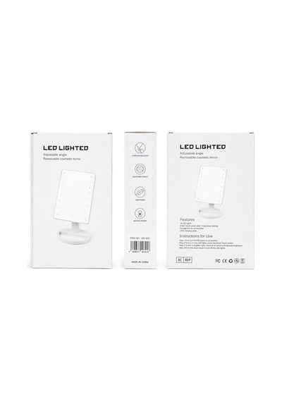 Led Işıklı Makyaj Aynası, Dokunmatik Sensörlü, Type-c Şarj Kablolu, Ayarlanabilir, 16 Led, Beyaz, Kare Tasarım Genel
