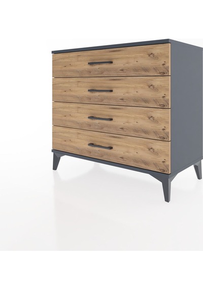 Hyperion Şifonyer 4 Çekmeceli 88x44x80 Antrasit-çam Antrasit