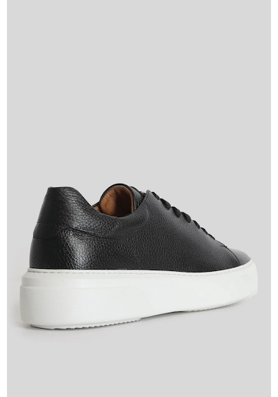 Lufian Tommy Erkek Deri Sneaker Ayakkabı Siyah Beyaz Siyah Beyaz