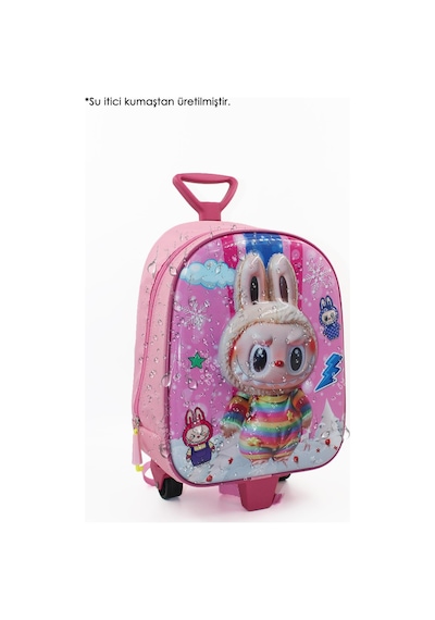 Bulut Labubu Çekçekli Anaokulu Çantası - Çocuk Çanta - Kreş Çantası - Labubu Çanta Pembe