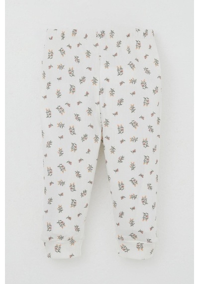 Breeze Kız Bebek Pijama Takımı Omuzdan Patlı Çiçek Desenli 4 Ay-1 Yaş, Ekru