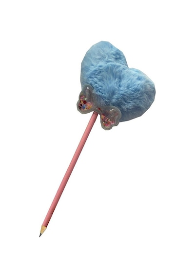 Papyonlu Kalp Ponponlu Peluş Kurşun Kalem