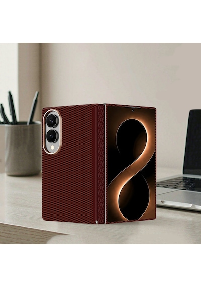 Samsung Uyumlu Galaxy Z Fold 8 Uyumlu Kılıf M-safe Şarj Özellikli Zore Paris Zerre Sert Pc Kapak Bordo