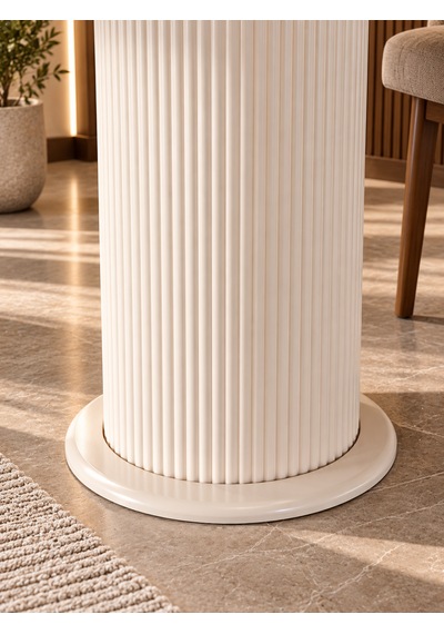 Vişne Mermer Desenli Yuvarlak Masa 90 Cm %100 Mdf Vizon Bej Elazığ Vişne
