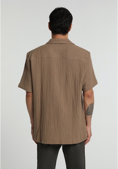Colin's Colins Relaxed Fit Apaj Yaka Düz Erkek Kahverengi Kısa Kol Gömlek Cl1080096 Q1.v1 Brw
