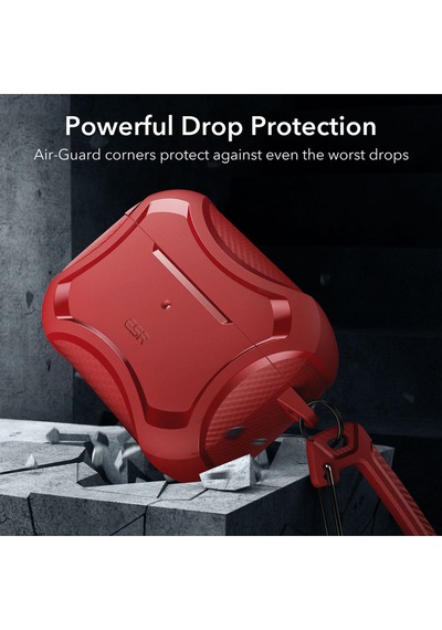 Apple AirPods Uyumlu Pro / Pro 2 Kılıf - Cyber Armor Tough Halolock Magsafe Kılıf Kırmızı