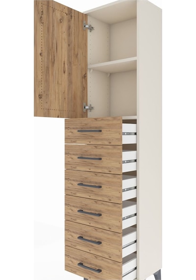 Arges Dolap 2 Raflı 6 Çekmeceli Tek Kapaklı 44x30x182 Aytaşı-çam Aytaşı