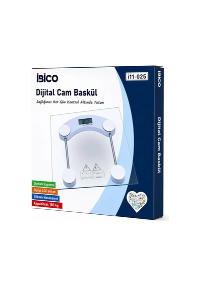 Dijital - Pilli Kare Banyo Baskül Terazi Tartı Lcd Ekran 180kg/0.1g 30x30cm İ11-025 5580