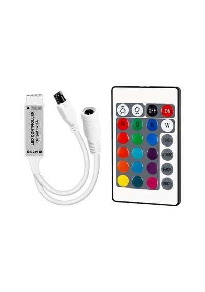 Powermaster 5-12-24 Volt 3x2 Amper Mini 24 Tuşlu Led Rgb Kontrol Cihazı