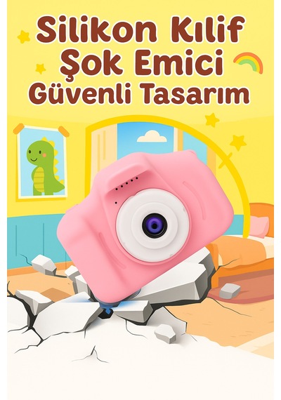 Renkli Mini Çocuk Fotoğraf Makinesi Taşınabilir Kamera Hediyelik Eğlence Pembe - 785803001