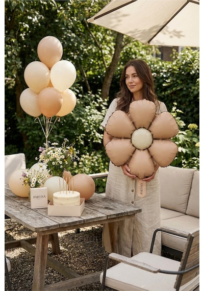 Mat Karamel Papatya Retro Folyo Balon Doğum Günü Baby Shower Bahar Temalı Konsept Parti Süsleme Vintage Dekorasyon Balonu Çok Renkli