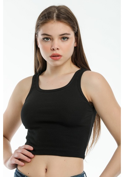 Kadın Crop Örme Atlet-tişort Spr21y12 001