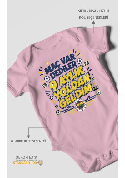 Morivokids Maç Var Dediler Yazılı Kısa Kollu Bebek Body %100 Pamuk Zbn277-kk Koyu Pembe