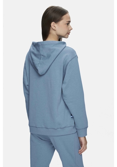 Ucla Weber Mavi Bisiklet Yaka Nakışlı Oversize Kadın Sweatshirt Mavi