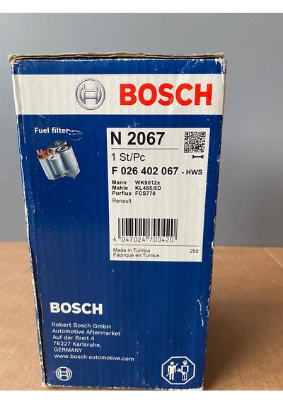 Bosch F026402067 Yakıt Filtresi Fluence Scenic Iıı Megane Iıı 1.5dcı K9k 85 90 105 110hp 164009384r 164006435r