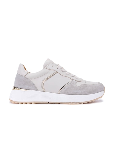 Tamer Tanca Kadın Hakiki Deri Bej Süet Sneakers & Spor Ayakkabı 258 3482 Bn Ayk Sk25-26 Bej Suet/dr/gold Bej