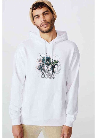 The Horizon Bring Me Baskılı Beyaz Erkek Kapşonlu Sweatshirt