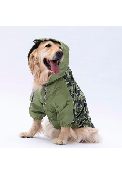 Pawstar Yeşil Dijon Polarlı Su Geçirmez Orta-büyük Irk Köpek Yağmurluğu