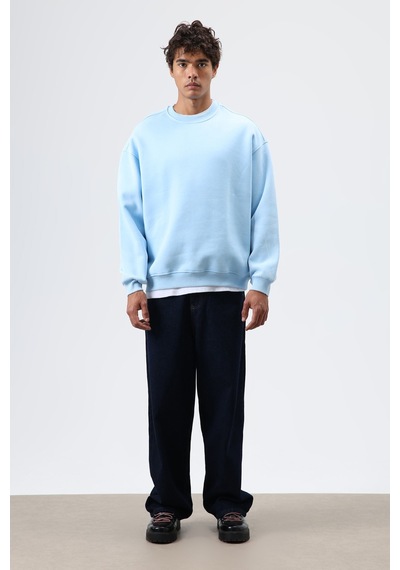 Vamos Basic Oversize Yıkamalı Sweatshirt Bebek Mavisi