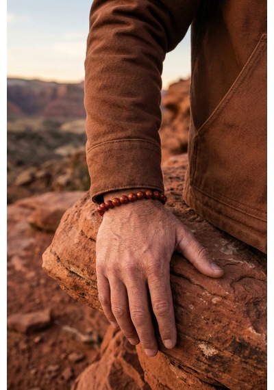 Kızıl Jasper Red Jasper Doğal Taş Bileklik - Güç, Cesaret Ve Topraklanma Taşı, Özel Tasarım,