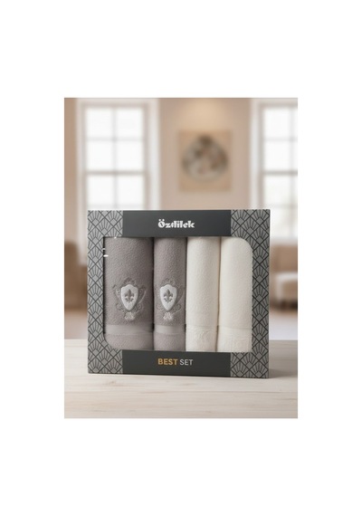 Özdilek Wedding Best Set Hamam Takımı - Krem Gri