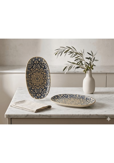 2'li Derin Servis Kasesi / Çukur Sunum Tabağı/salata/sote/soslu Yemek Sunum Alhambra Gourmet Oval P