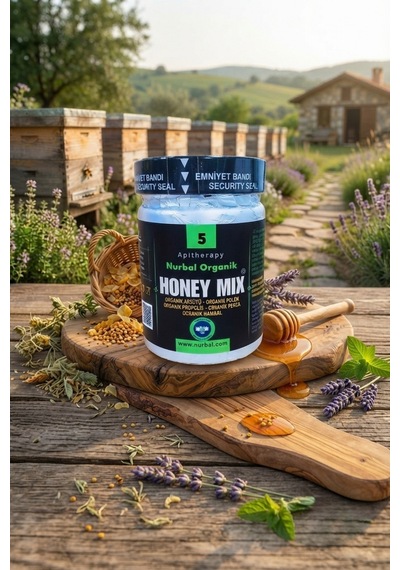 Nurbal Şifa Merkezi Honey Mix 5 Organik Arısütü Polen Propolis Perga Bal 400 G