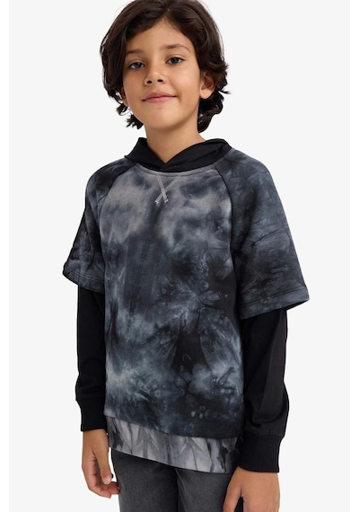 Defacto Erkek Çocuk Regular Fit Kapüşonlu Desenli Sweatshirt G4988a825wnnv28 Lacivert-nv28