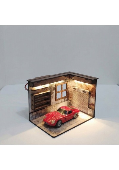 Vintage Garaj Diorama Sergileme Ünitesi