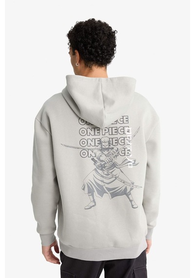 Defacto One Piece Boxy Fit Kapüşonlu Sırt Baskılı Sweatshirt E9297ax25augr454 Gri