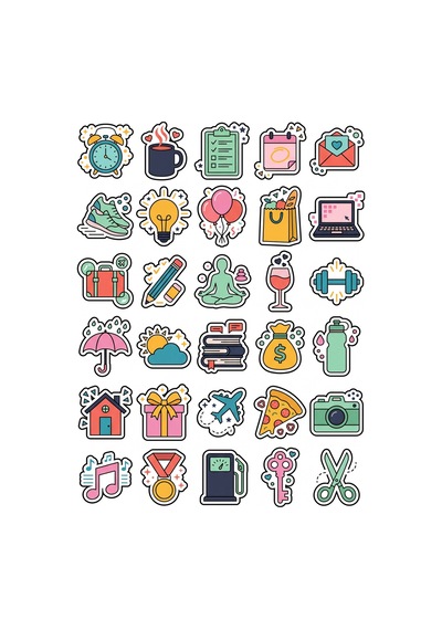Scrapbook Planner Pastel Sticker Seti 150 Adet - 5'li Mega Paket No22 - Laptop Defter Ajanda Çok Renkli