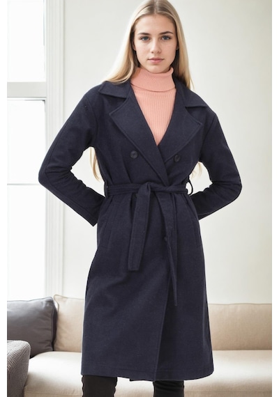 Z6765 Dewberry Bayan Palto-lacivert-2 Lacivert-2