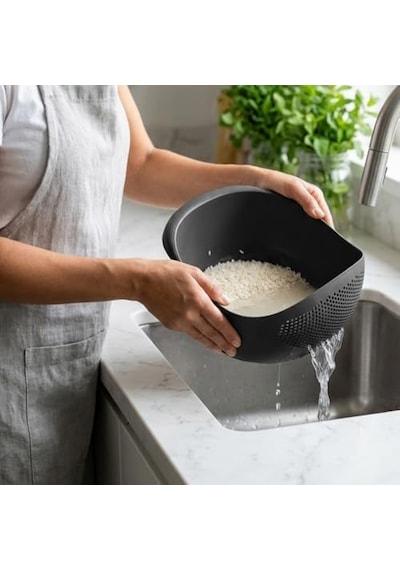 Çok Amaçlı Süzgeç - Pirinç Süzgeci 3 Litre Siyah