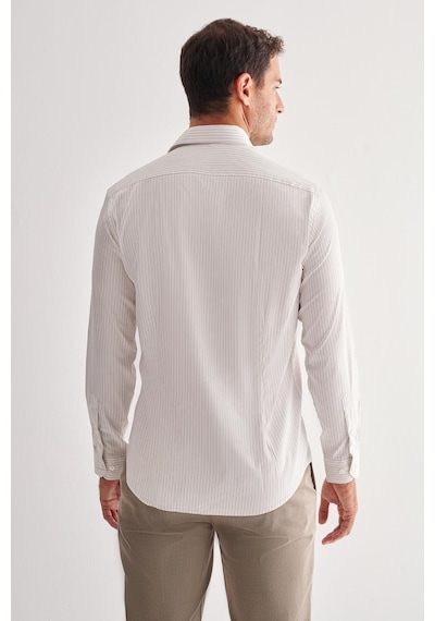 İmza Beyaz Yarım İtalyan Yaka Uzun Kol Cepsiz Slim Fit Cls Gömlek 1004255174 Optik Beyaz