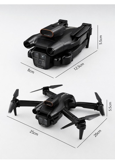 C12s Pro Dron Engelden Kaçınma Hd Kamera Optik Akış Katlanabilir Çift Elektirikli Kamera 360 Derece Dönüş Wifi Cam Kontrol Fpv Kamera Led Işıklı