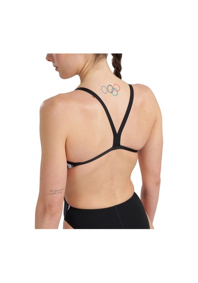 ARENA BAYAN YÜZÜCÜ MAYOSU WOMEN'S SWIMSUIT CHALLENGE BACK MARBLED 005562550 Beyaz - Siyah