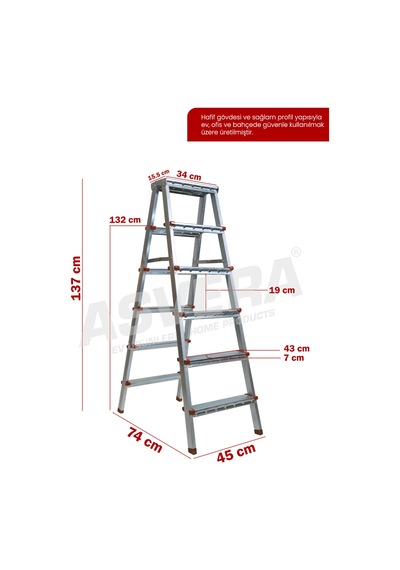 Asvera 6+6 Çift Çıkışlı Profil Merdiven
