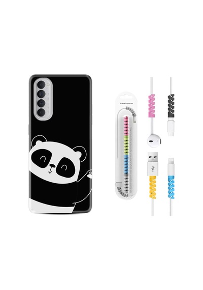 Oppo Reno 4 Pro Kılıf Kablo Koruyuculu Bay Bay Panda 1784