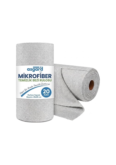 20'li Rulo Gri Renk Mikrofiber Temizlik Bezi 25x25 Cm Kopart Kullan Mikrofiber Bez Leke Tutmaz Tekrar Kullanılabilir Çok Renkli